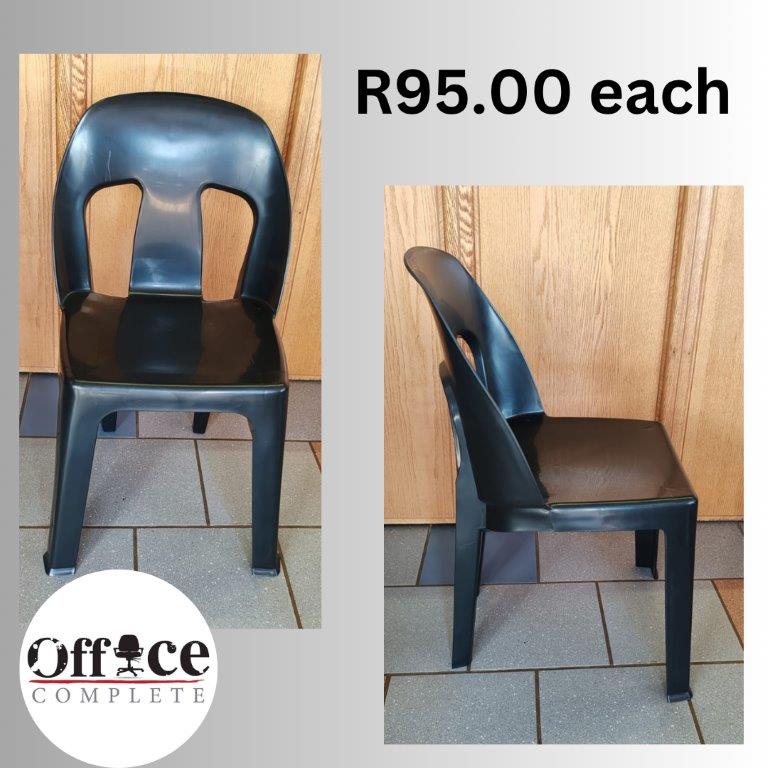 CH5 - New chairs stacker heavy duty black R95.00 each
